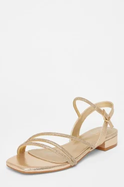 Quiz Diamante Strappy Sandals Gold Discount