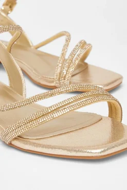 Quiz Diamante Strappy Sandals Gold Discount
