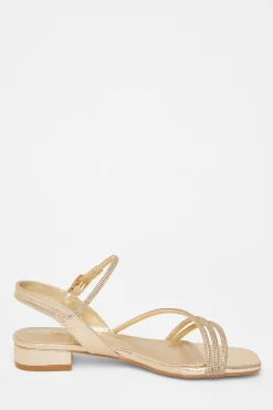 Quiz Diamante Strappy Sandals Gold Discount