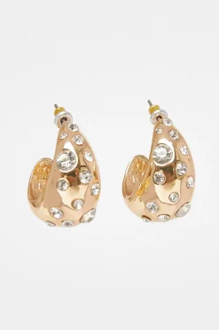 Quiz Gold Diamante Tear Drop Earrings Sale