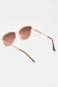 Quiz Diamante Trim Sunglasses Gold Clearance