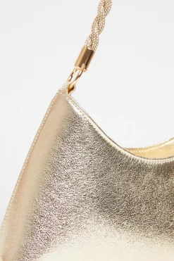 Quiz Diamante Twist Handle Bag Gold