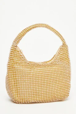 Quiz Embellished Mini Bag Gold Outlet