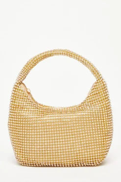 Quiz Embellished Mini Bag Gold Outlet