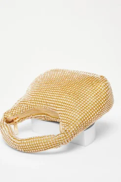 Quiz Embellished Mini Bag Gold Outlet