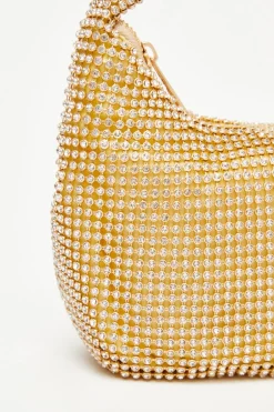 Quiz Embellished Mini Bag Gold Outlet