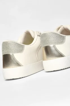 Quiz Gold Faux Leather Glitter Trainers Outlet