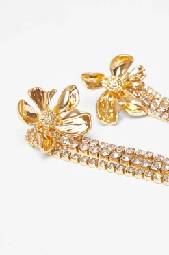Quiz Gold Flower Fringe Earrings Discount