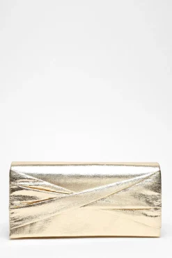 Quiz Foil Twist Clutch Bag Gold New