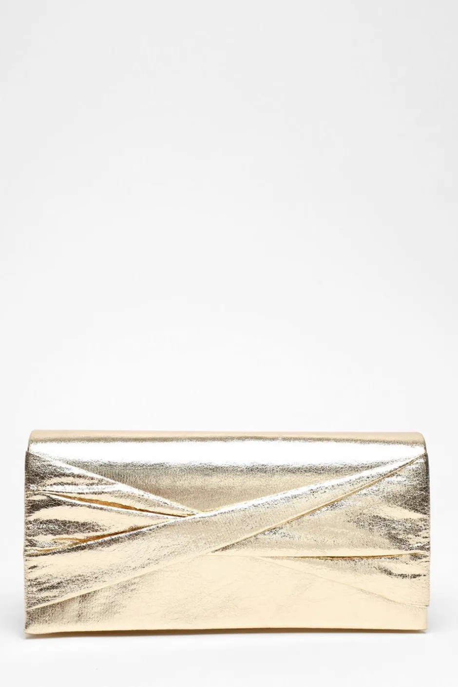 Quiz Foil Twist Clutch Bag Gold New