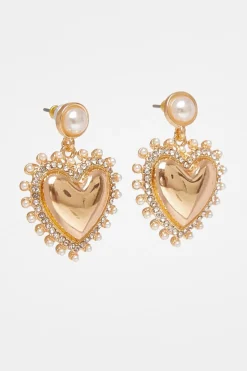 Quiz Gold Heart Drop Earrings Discount