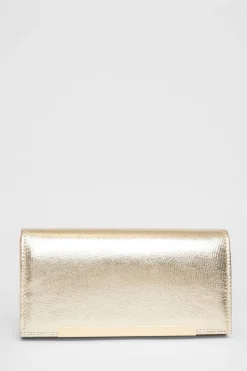 Quiz Metallic Clutch Bag Gold Sale