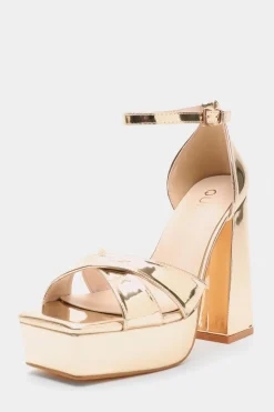 Quiz Mirrored Platform Heels Gold