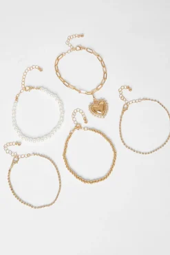 Quiz Gold Pearl Heart Bracelet Set Best