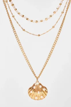Quiz Gold Shell Pendant Necklace Discount