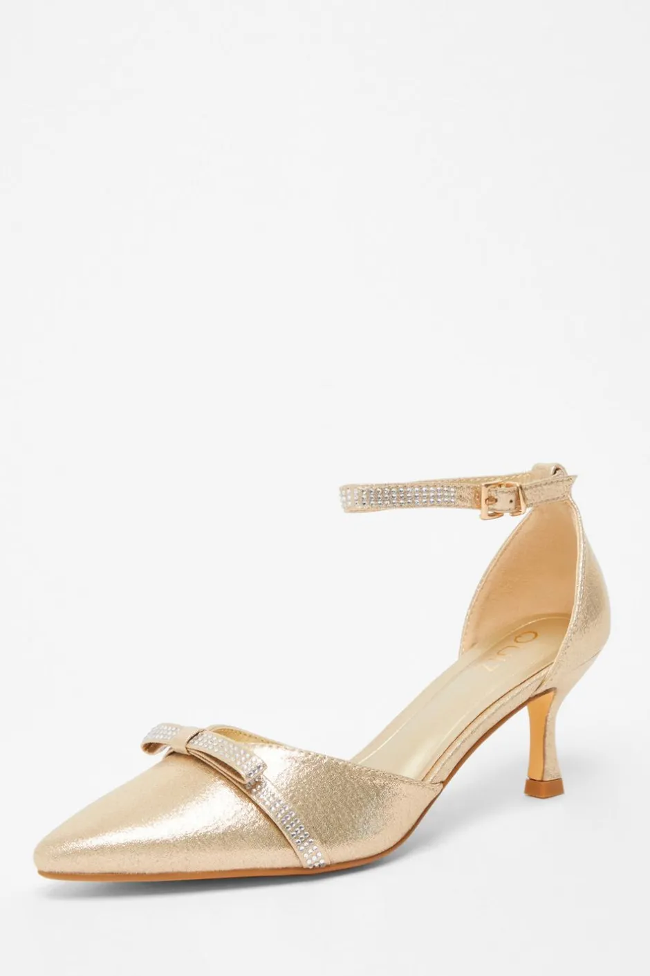 Quiz Shimmer Bow Court Heels Gold Best