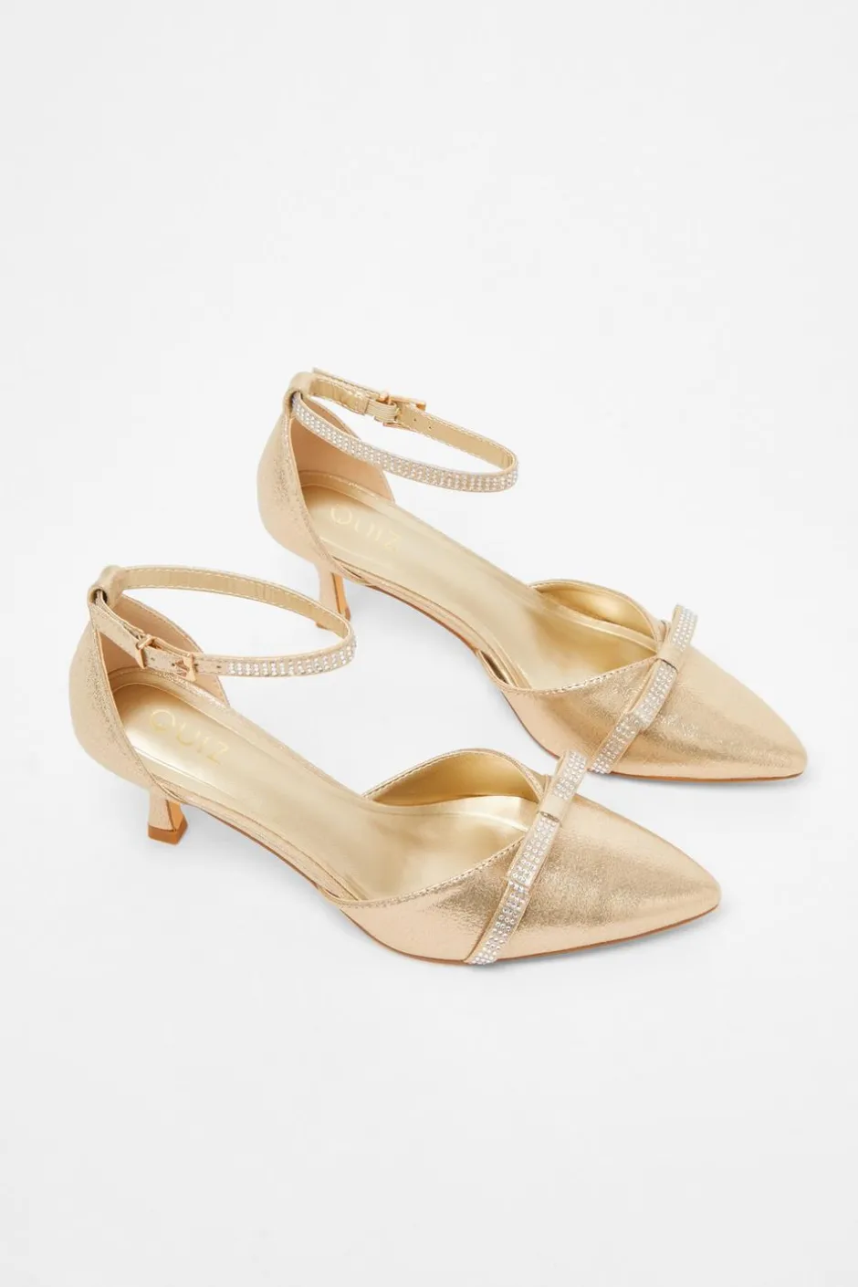 Quiz Shimmer Bow Court Heels Gold Best