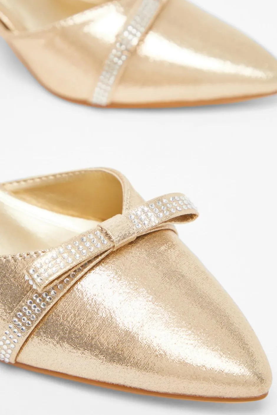 Quiz Shimmer Bow Court Heels Gold Best