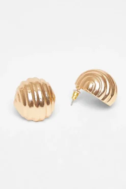 Quiz Textured Dome Stud Earrings Gold Outlet