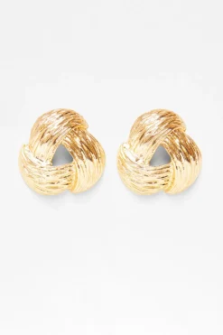 Quiz Gold Textured Knot Stud Earrings Outlet