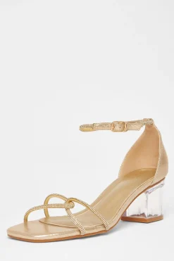 Quiz Twist Strap Heeled Sandal Gold Hot