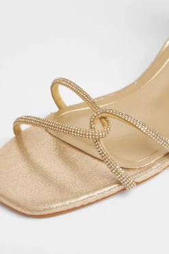 Quiz Twist Strap Heeled Sandal Gold Hot