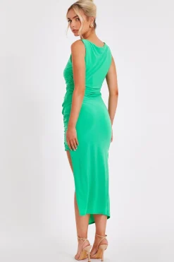 Quiz Green Asymmetric Midaxi Dress Sale