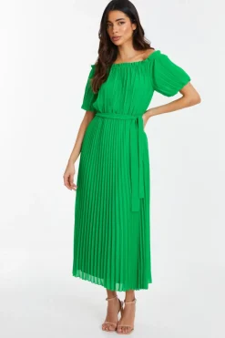 Quiz Green Chiffon Pleated Midi Dress Best