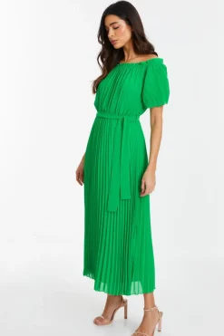 Quiz Green Chiffon Pleated Midi Dress Best
