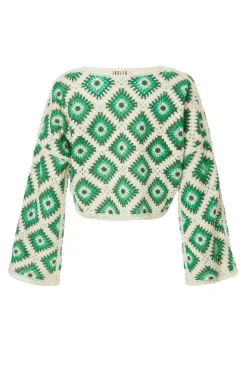 Quiz Green Crochet Geometric Crop Top Sale