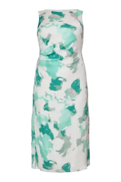 Quiz Green Curve Satin Marble Midaxi Dress