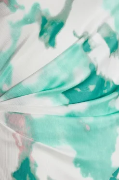 Quiz Green Curve Satin Marble Midaxi Dress