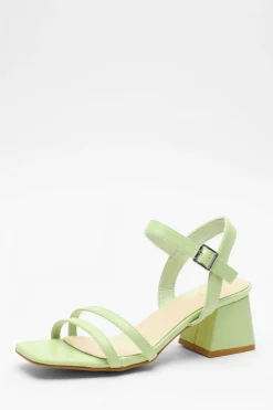 Quiz Green Faux Leather Block Heel Sandal Discount