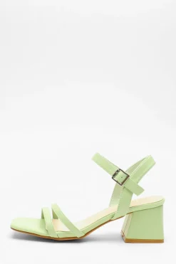 Quiz Green Faux Leather Block Heel Sandal Discount