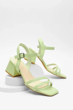 Quiz Green Faux Leather Block Heel Sandal Discount