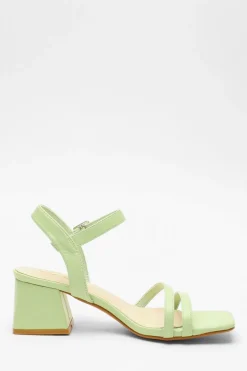 Quiz Green Faux Leather Block Heel Sandal Discount