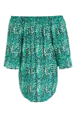 Quiz Green Leopard Print Bardot Top New