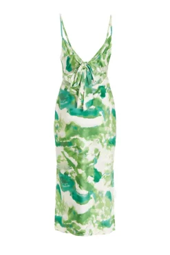 Quiz Green Marble Print Cowl Neck Midaxi Dress Outlet
