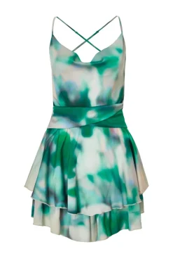 Quiz Green Marble Print Tiered Playsuit New