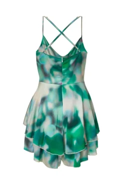 Quiz Green Marble Print Tiered Playsuit New