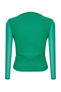 Quiz Green Mesh Long Sleeve Top Online