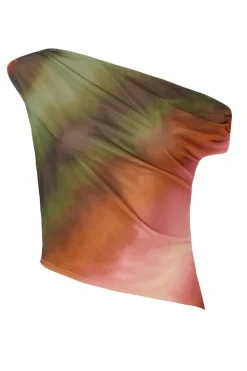 Quiz Green Mesh One Shoulder Crop Top Discount