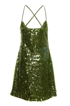 Quiz Sequin Cowl Mini Dress Green New