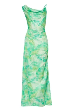 Quiz Green Tie Dye Cowl Midaxi Dress New