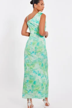 Quiz Green Tie Dye Cowl Midaxi Dress New