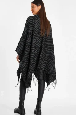 Quiz Grey Animal Print Cape New