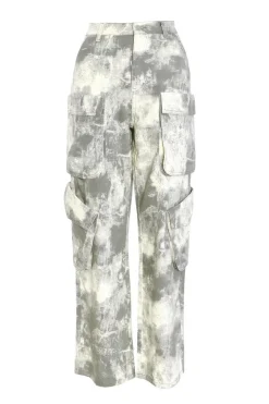 Quiz Grey Camo Print Cargo Trouser New
