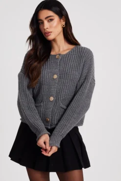 Quiz Grey Chunky Knit Cardigan Best