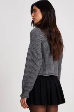 Quiz Grey Chunky Knit Cardigan Best