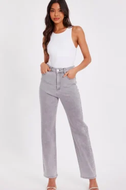 Quiz Grey Denim Diamante Jeans Discount